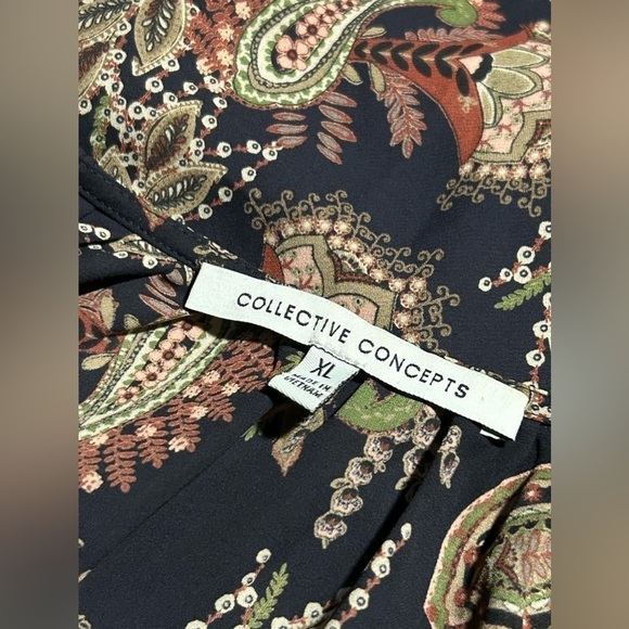 Collective Concepts paisley Blouse women’s Size XL boho keyhole crochet lace - Picture 7 of 16